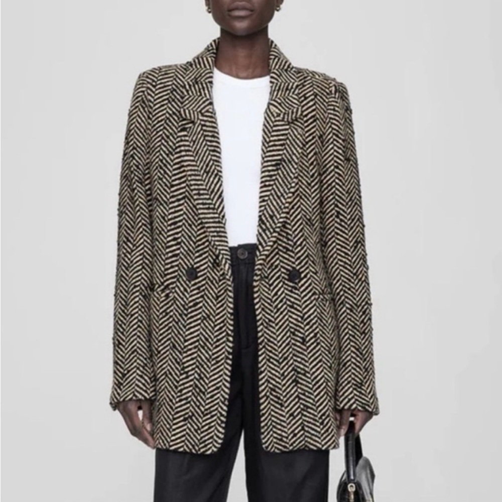 Anine Bing Herringbone Tweed Blazer